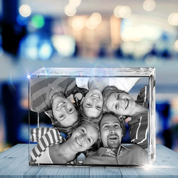 3d photo glass cube lighted base